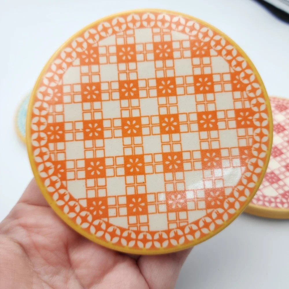 NEW‎ Pier 1 Ceramic Coasters 4.25in Geometric Colorful